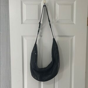 Free People Black Leather Crescent Crossbody Bag